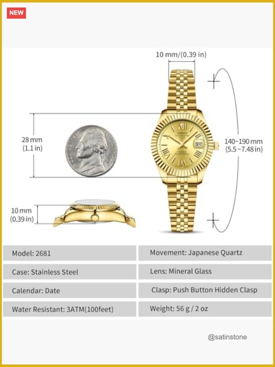 Women\'s Analog Quartz Stainless Steel Dress Watch with Date Display main image 6